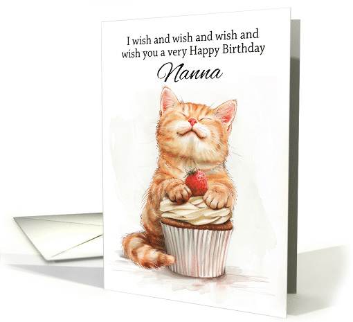 Nanna Birthday Cat Leaning on a Cupcake Sending Lots of Wishes card