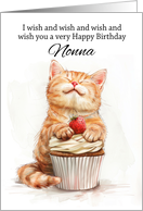 Nonna Birthday Cat Leaning on a Cupcake Sending Lots of Wishes card