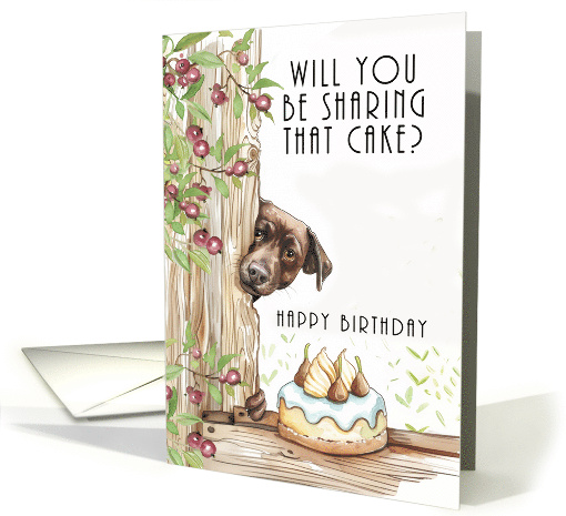 Chocolate Labrador and Birthday Cake Cute Dog Peeping... (1845714)