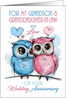Grandson and Granddaughter in Law Wedding Anniversary with Owls card