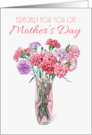 Mother’s Day with a Bunch of Carnations Mixed Tones in a Vase card