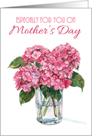 Mother’s Day with a Bunch of Pink Hydrangeas in a Vase card
