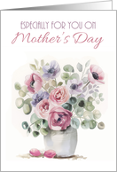 Mother’s Day with a Bunch of Eucalyptus and Anemones in a Vase card