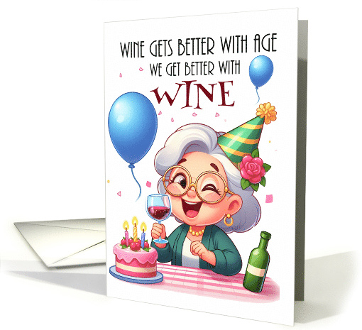 Birthday Celebration with an Older Lady Drinking Wine Fun... (1848462)