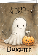 Daughter Halloween with a Cute Ghost and Pumpkin card