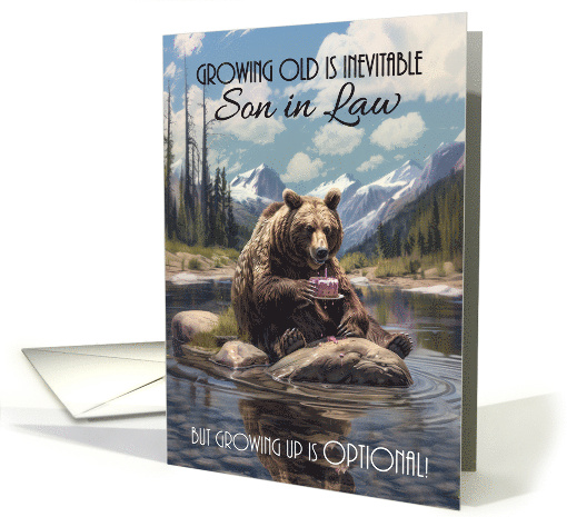 Son In Law Bear in a Lake Eating Cake Humorous Birthday card (1864648)