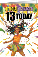 13 Today Official Teenager African American Girl Dancing card