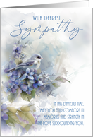 Bird and Floral Deepest Sympathy with Blended Blue Toned Background card