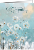 With Deepest Sympathy Dandelion Clocks on a Blue Blend Background card