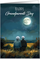 Grandparents Looking Over Fields on a Moonlit Night Grandparents Day card