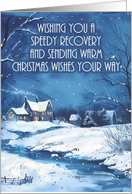 Get Well at Christmas Winter Scene With Stream Trees and Houses card