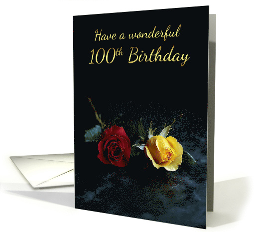 100th Birthday with Two Rose Buds one Red one Yellow card (1871398)
