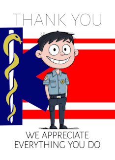 Thank you to Paramedic EMT Cute Smiling US Ambulance Personnel