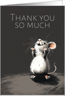 Thank You So Much Little Mouse with Paws up on a Grey Background card