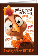 Thanksgiving Birthday Turkey with Bow Tie Fun card