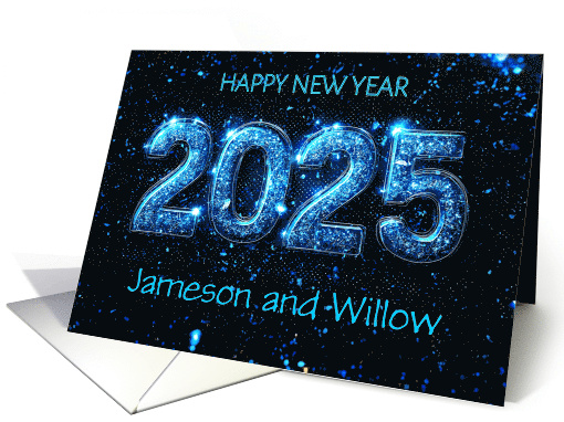 2025 Happy New Year with Bright Blue Glitter Style and... (1884534)