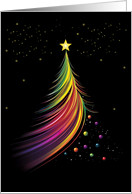 Rainbow Christmas Tree Modern Style with Rainbow and Ornaments Gay card