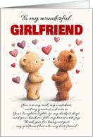 Girlfriend Valentine with Cute Bears and Hearts Nice Wording card