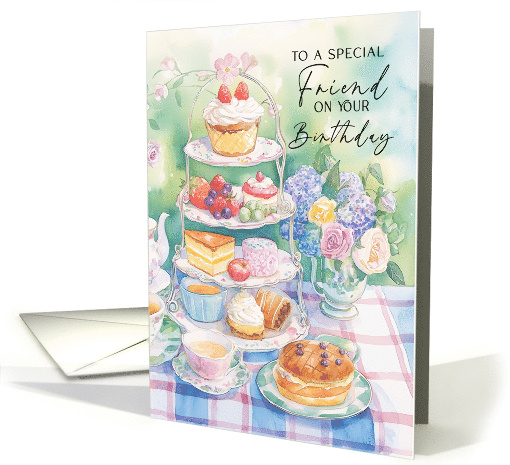 Special Friend Birthday with Cream Tea and Flowers card (1909372)