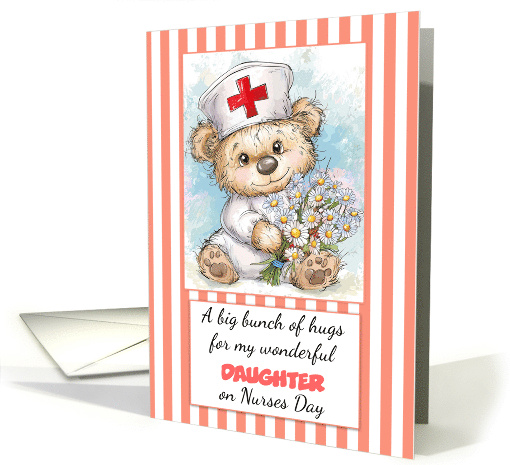 Nurses Day with Cute Teddy Bear and Flowers any Relation card