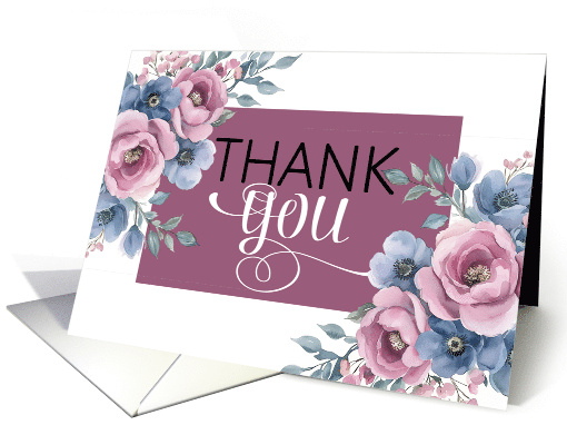 Thank You in Pink Blended Floral Modern and Stylish Blank Inside card