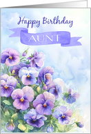 Aunt Pansies with Blue and Purple Tones Blended Background card