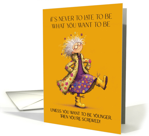 Humorous Cartoon Lady Dancing Birthday Funny Semi... (1944146)