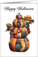 Country Style Patchwork Pumpkins and Peeping Scarecrows card