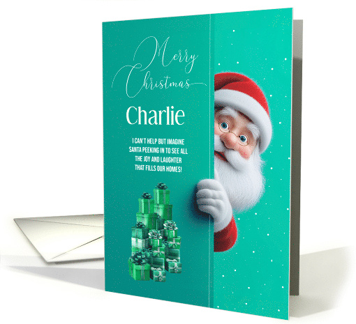 Merry Christmas Santa Peeking with Christmas Gifts with... (1950440)