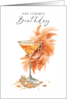 Birthday Celebration Cocktail Feathers and Jewellery Peach Blends card