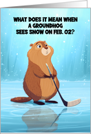 Groundhog Day Humor with Groundhog Playing Hockey