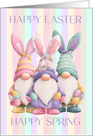 Pastel Stripe Easter Spring Gnomes with Easter Eggs Happy Easter