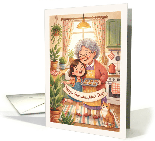 Happy Granddaughter's Day Grandma and Granddaughter Cartoon card
