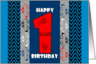 Happy 1st Birthday For a Boy, Cute Cars and Tire Treads card