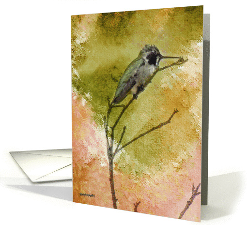 Hummingbird Watercolor Painting, Blank Note Card, Any Occasion card