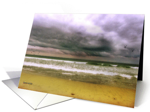 Angry October Sky, Blank Note Card in Golds and Grays,... (1420144)