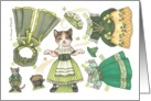 Paper Doll Cat St. Patrick’s Day nostalgic kids activity card