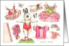 Paper Doll Ballerina Bunny January Birthday nostalgic kids activity card