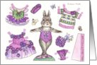 Paper Doll Ballerina Bunny February Birthday nostalgic kids activity card