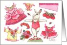 Paper Doll Ballerina Bunny June Birthday nostalgic kids activity card