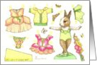 Paper Doll Ballerina Bunny August Birthday nostalgic kids activity card