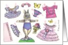 Paper Doll Ballerina Bunny September Birthday nostalgic kids activity card