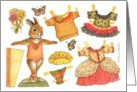 Paper Doll Ballerina Bunny November Birthday nostalgic kids activity card