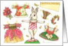 Birthday Poinsettia Paper Doll Ballerina Bunny nostalgic card