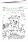 Kids’ Coloring St. Patrick’s Day card teddy bear rainbow card