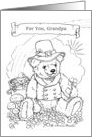 Grandpa Kids’ Coloring St. Patrick’s Day card teddy bear rainbow card