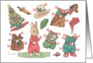 Nostalgic Christmas Bunny Rabbit Paper Doll card