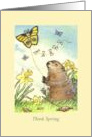 Groundhog Day Cute Nostalgic with Spring Flowers card