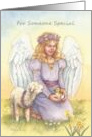 Angel with Lamb and Duck Easter card