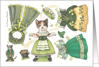 Paper Doll Cat St. Patrick’s Day nostalgic kids activity card